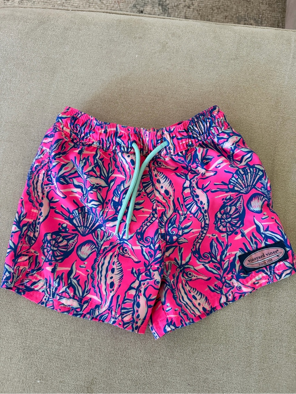 3T Vineyard Vines Pink Seaside Print toddler boy swimsuit